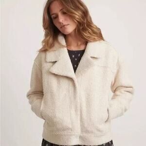 Marine Layer Quebec Sherpa Jacket Cozy Snap Button Antique White Cream NWT L